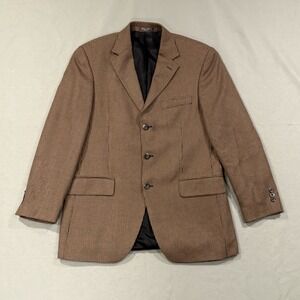 Loro Piana Blazer Mens 40 Brown Tweed Camel‎ Hair Check Collared Arnold Brant